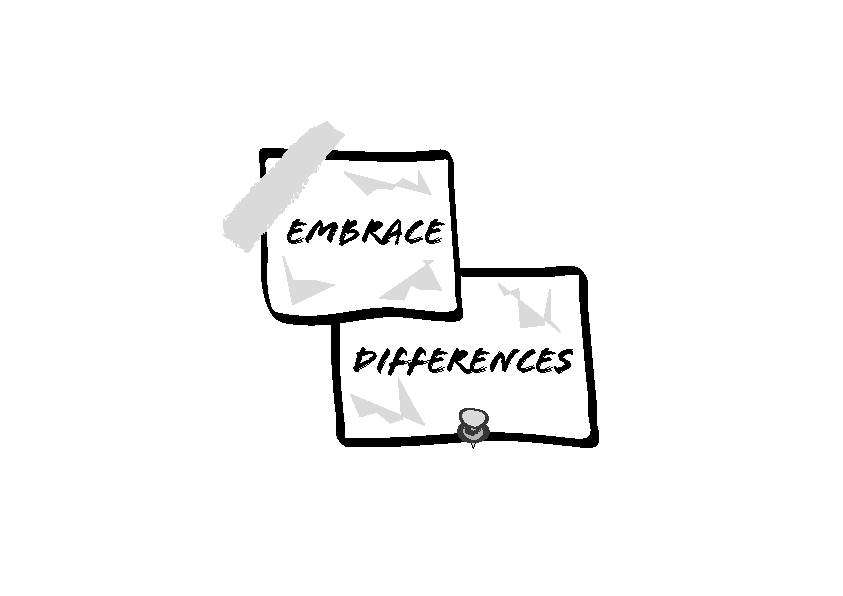 Crumpled paper Embrace Differences logo