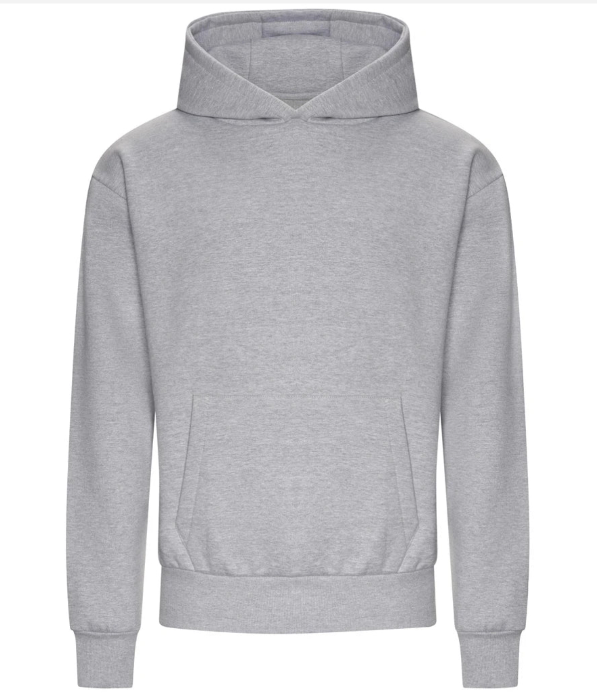 Heather grey heavyweight overhead hoodie front